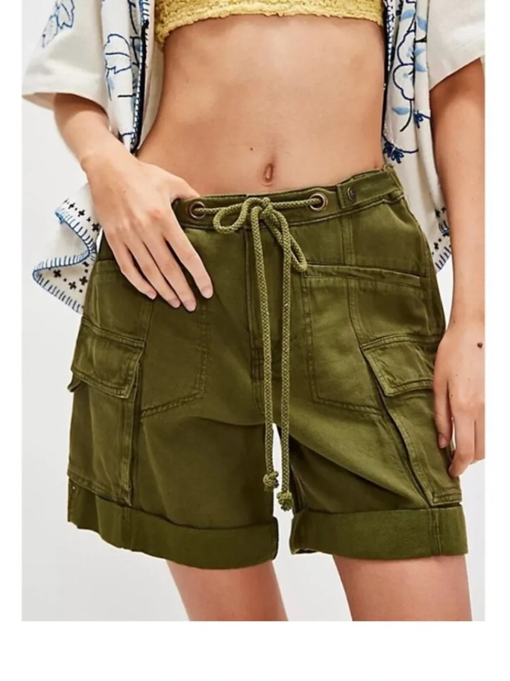 Free People Frankie Army Green Cargo Short S - Picture 1 of 4